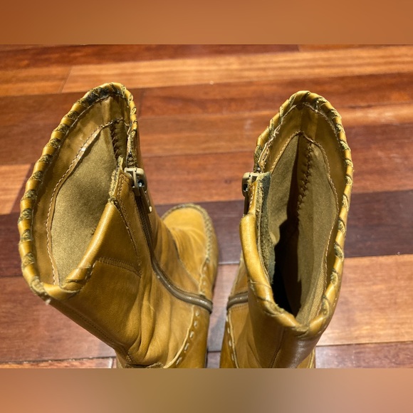 Vintage High Heel Leather Mocassin Cognac Ankle Boots - Picture 2 of 9